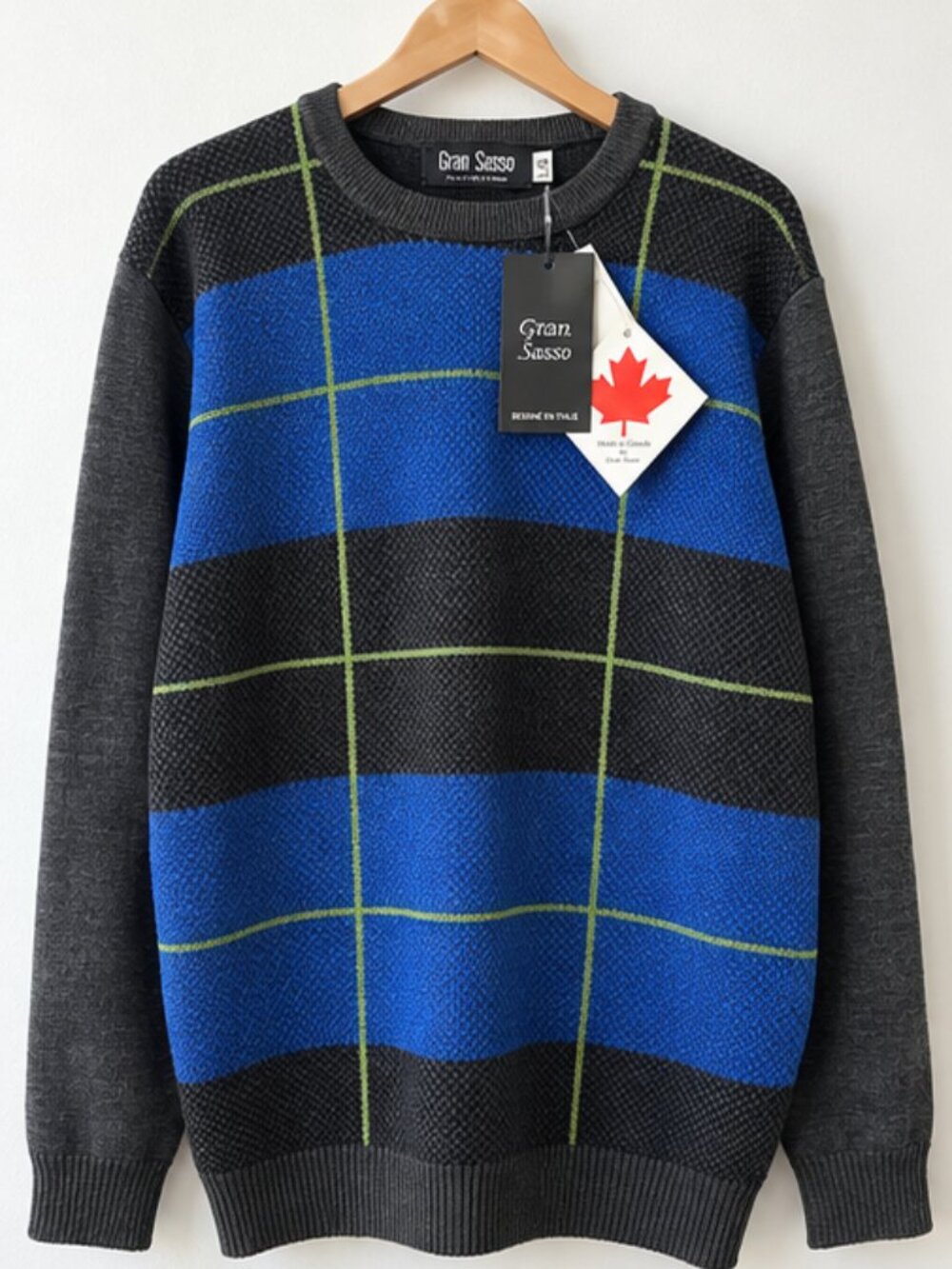 Gran Sasso Made in Canada Geometric Crewneck Sweater Men’s L NWT